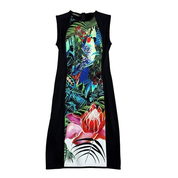 Roberto Cavalli Black Tropical Printed Sleeveless Sheath Dress Size 6 - Picture 6 of 11